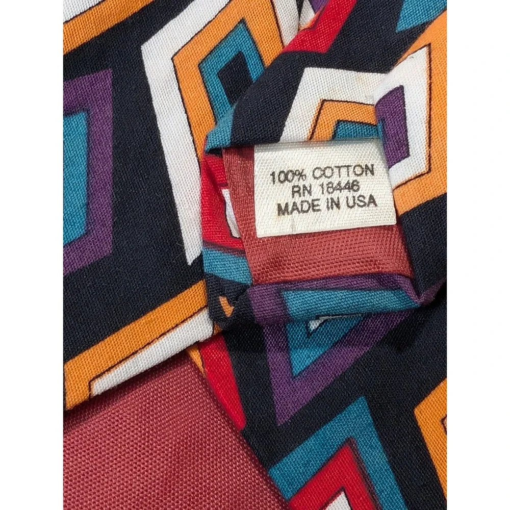 Vintage McGregor Tie  Multicolor Geometric Diamond Cotton‎ Retro Mod USA Made